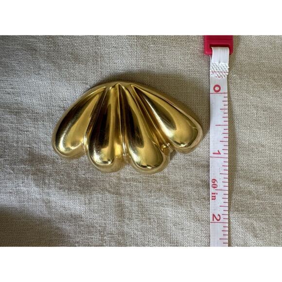1992 Steve Vaubel Large Gold Metal Statement Clip‎ On Earrings - Picture 3 of 5